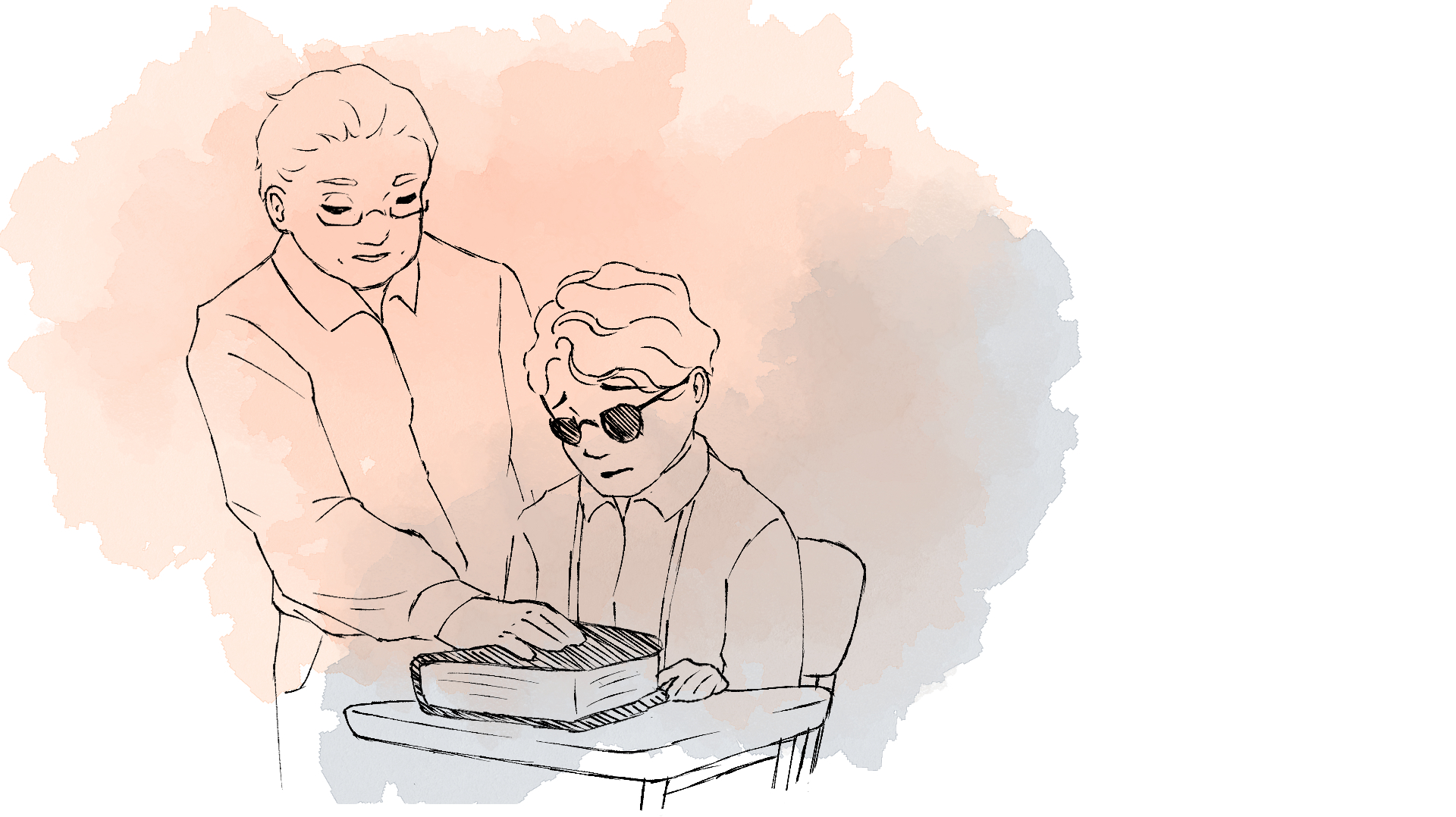 Ilustrasi guru membantu murid