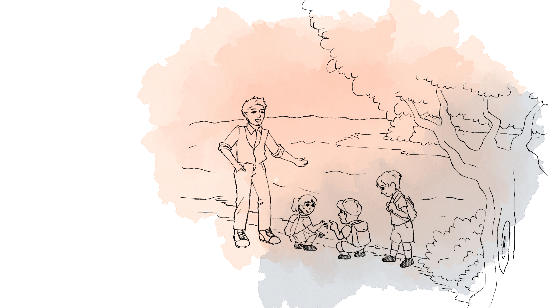 Ilustrasi guru mengajar di luar